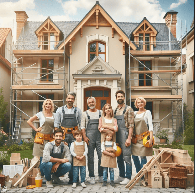 Famille devant une maison présentant les erreur à éviter lors d'une rénovation intérieure